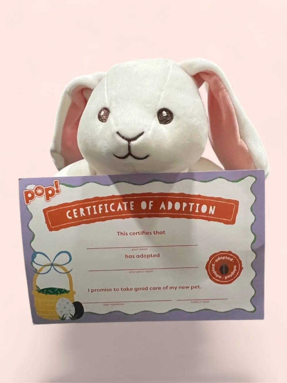 Pet Bunny Rabbit -POP! White Adoptable Plush Pet Bunny. NWOT